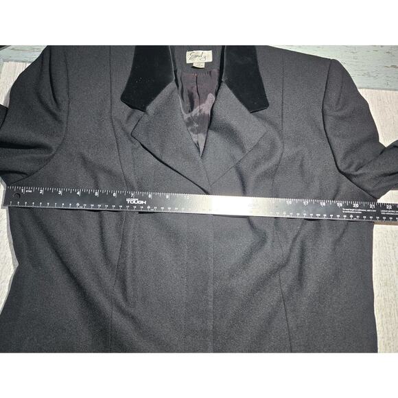 Vintage Emily Wool Tailored Car Coat 14W Academia Black Velvet Collar MOBWIFE - Picture 7 of 11